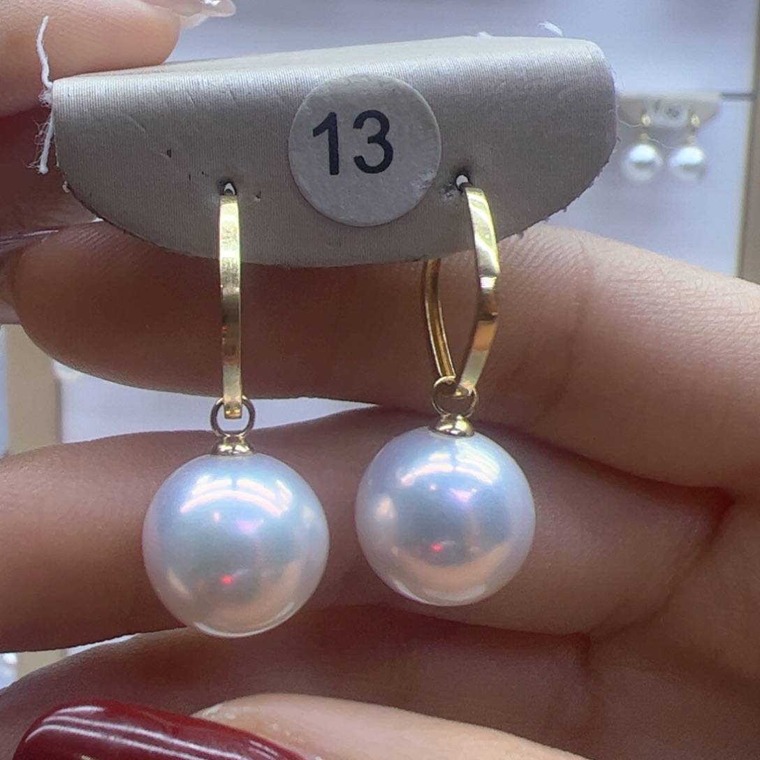 淡水珍珠耳饰18K金镶嵌