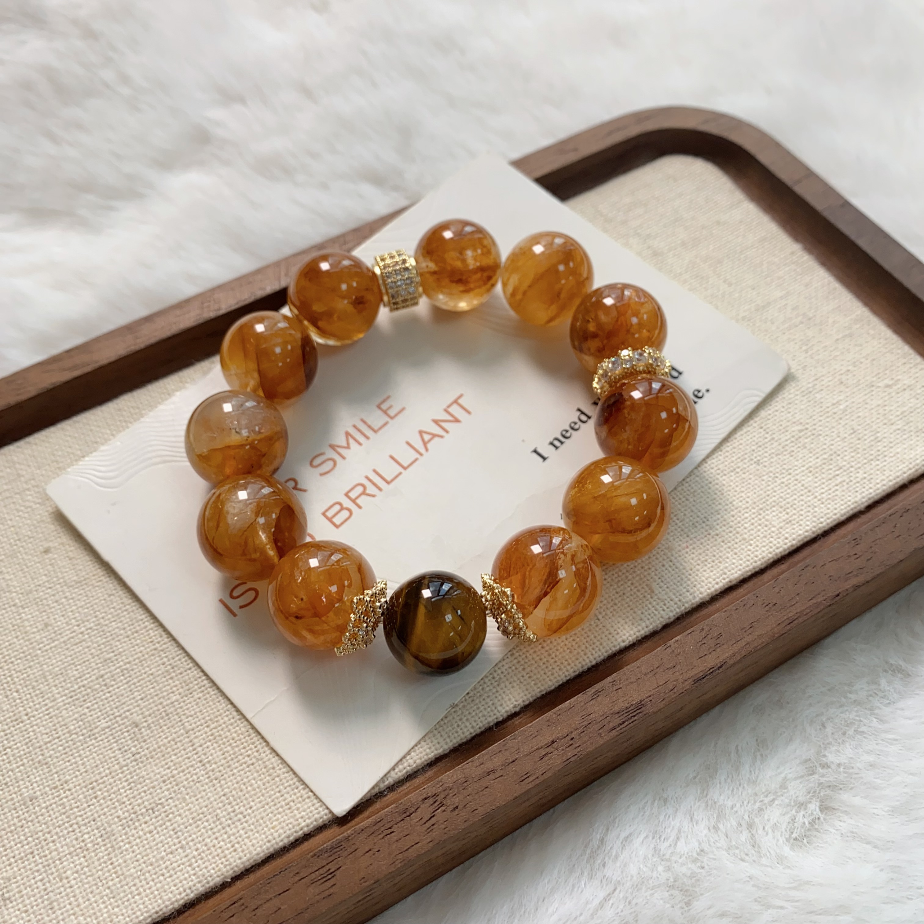 黄胶花金虎眼气质高端情侣女款送礼手串原创设计ZDYSJ00158