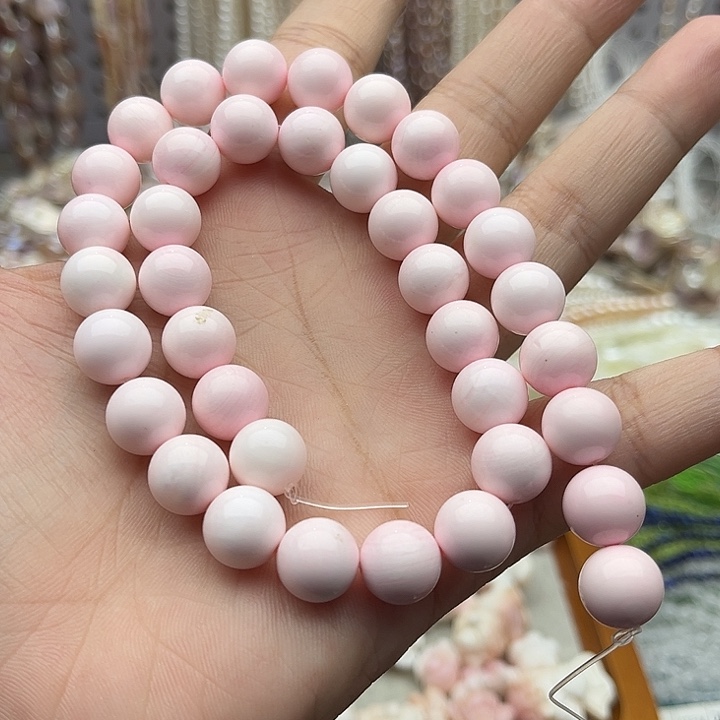 未镶嵌玛瑙/玉髓珠宝半成品一条10.5mm左右粉贝贝