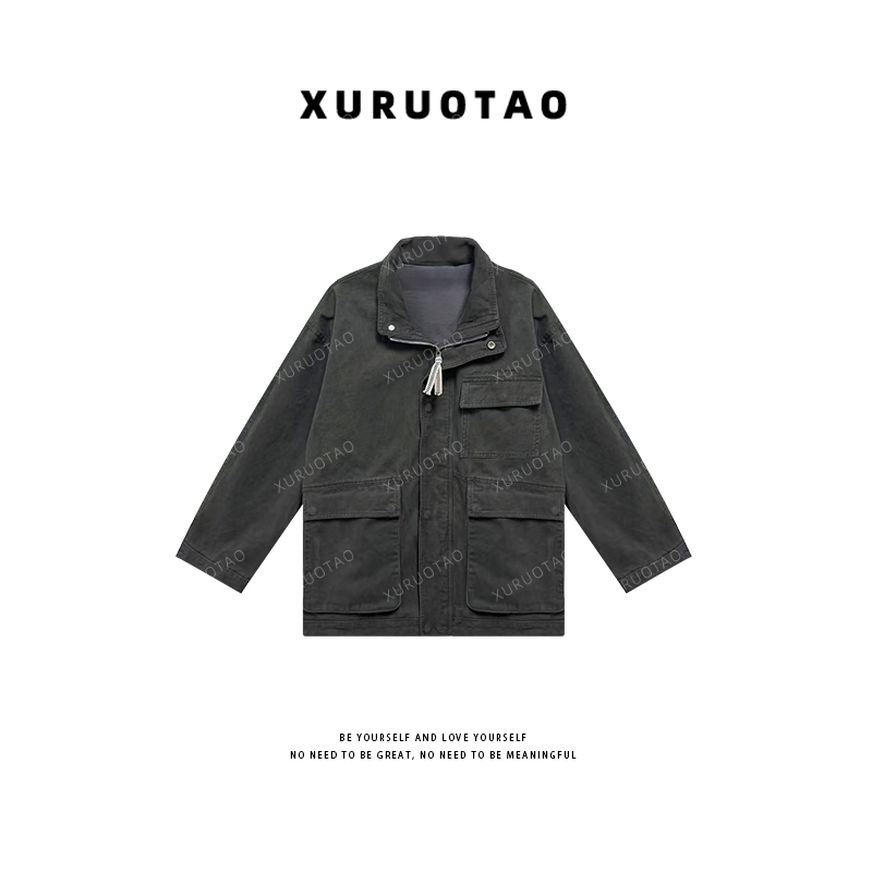 XURUOTAO 【伦敦日记】100棉工装百搭设计感时髦军绿色外套 T5637