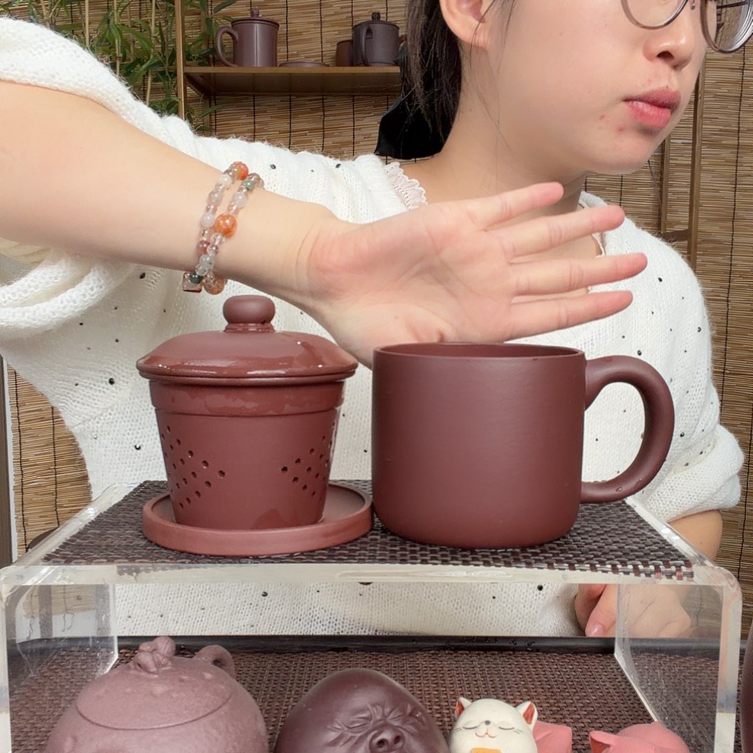 紫砂茶壶原矿紫泥小墩墩四件套没礼盒400CC左右