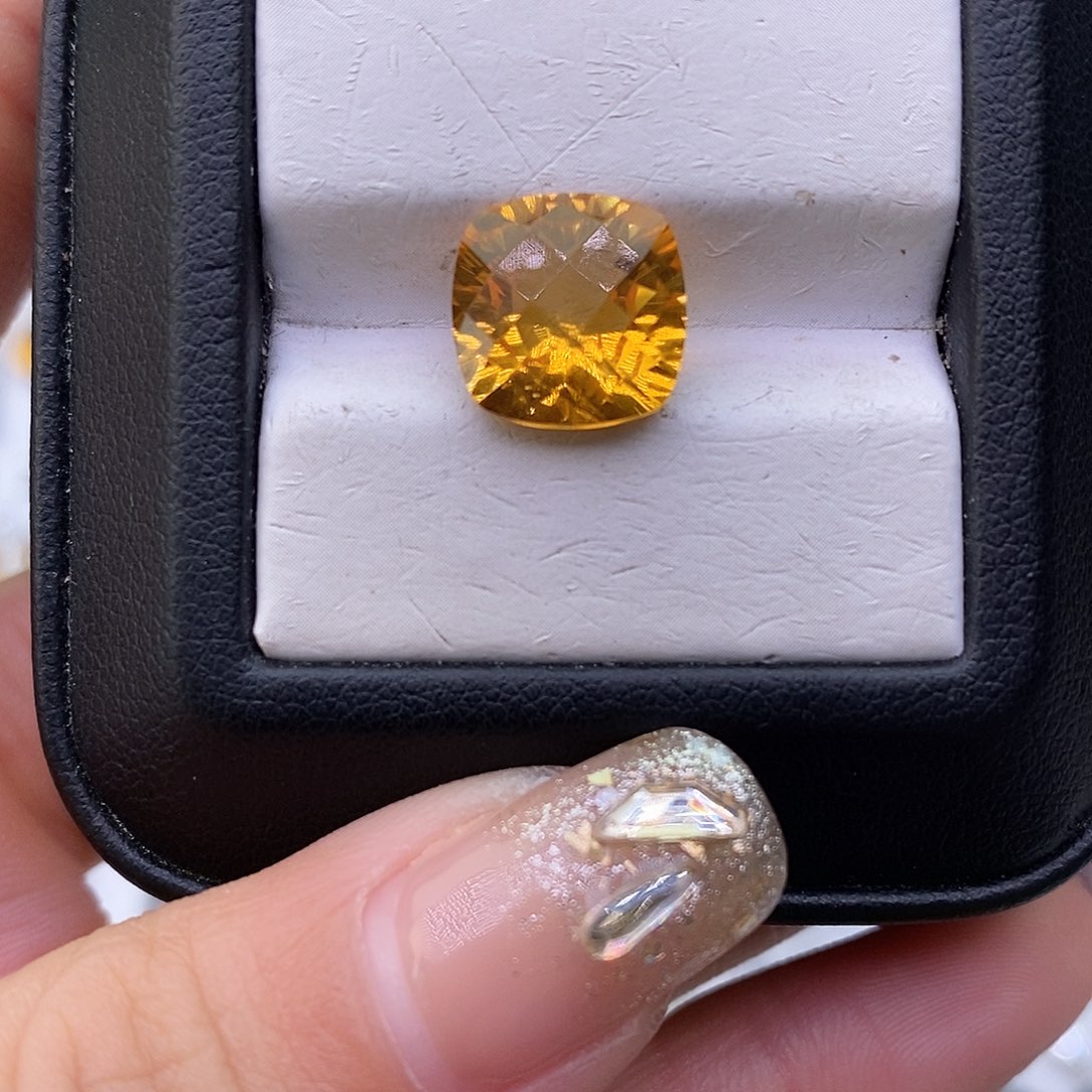 黄晶纯天然黄水晶裸石定制5.1ctx未镶嵌星*