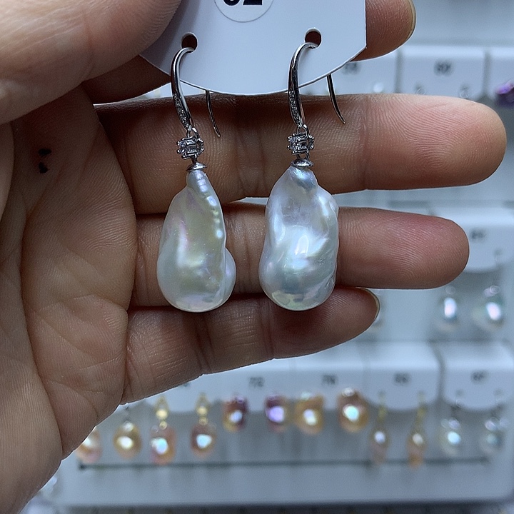 悄***)银S925镶嵌淡水珍珠巴洛克