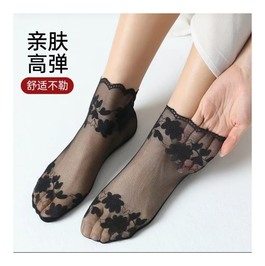 蕾丝刺绣花性感袜