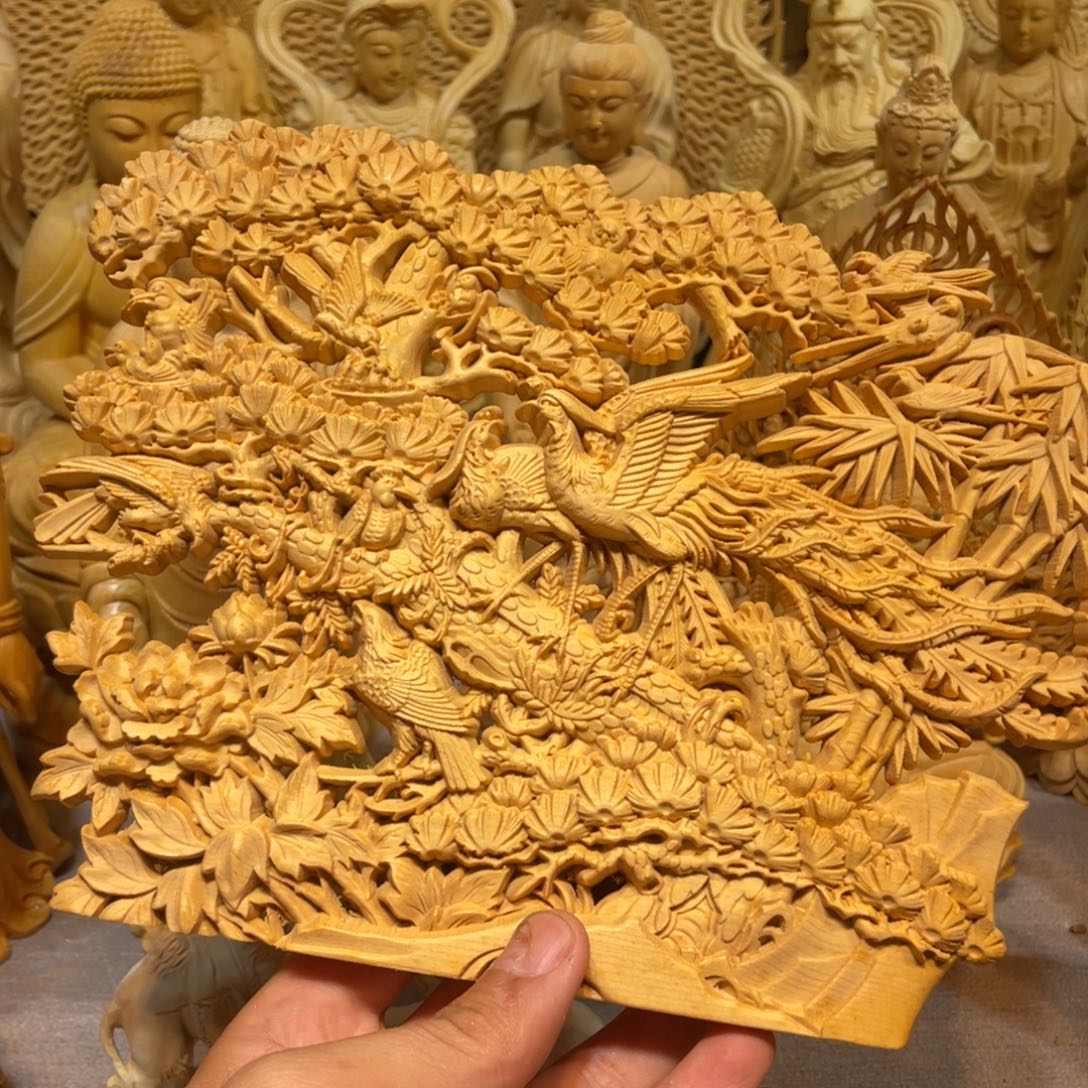 黄杨木百鸟朝凤图