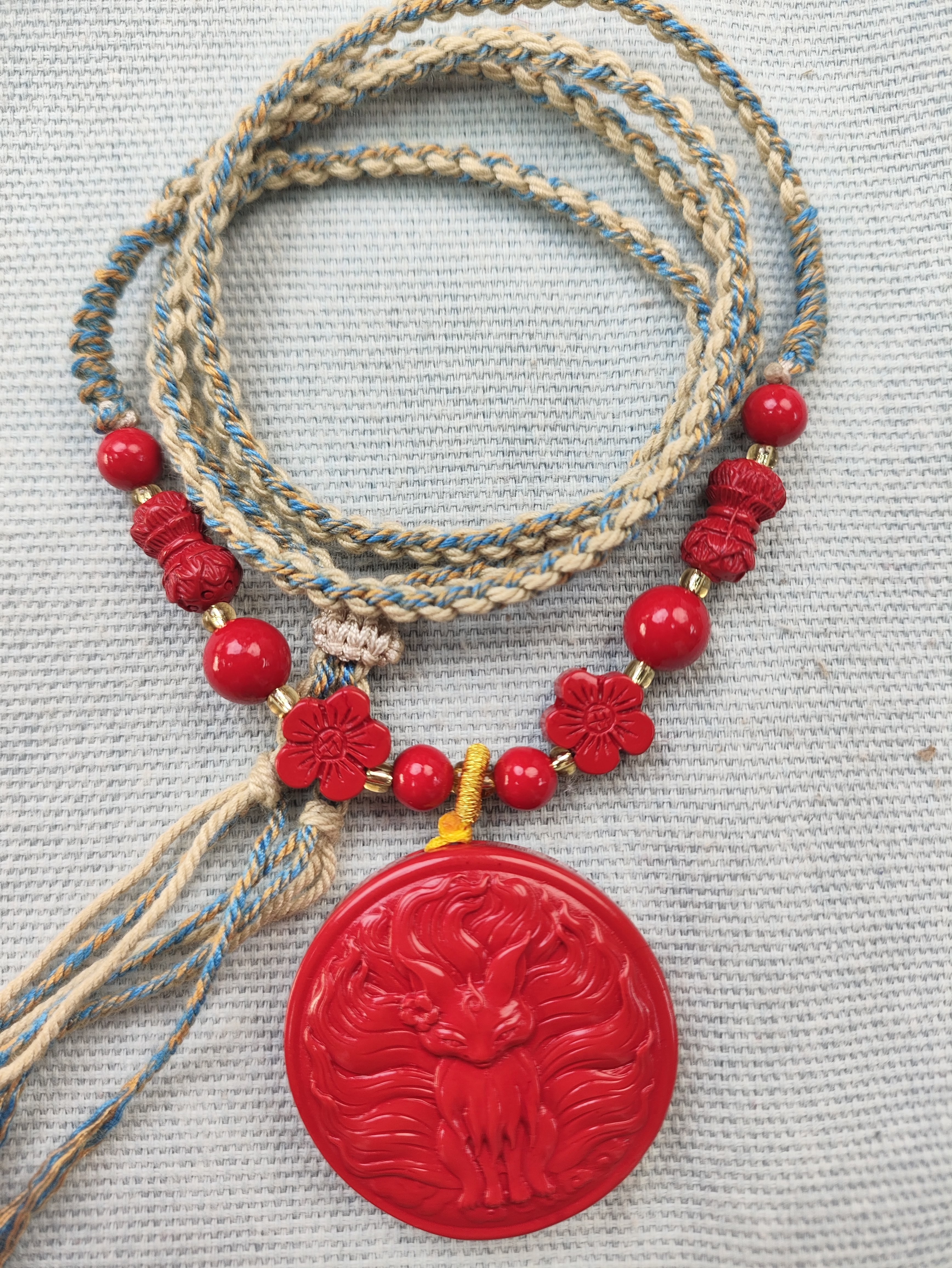 非金属布艺手链 红狐狸项链精美吊坠