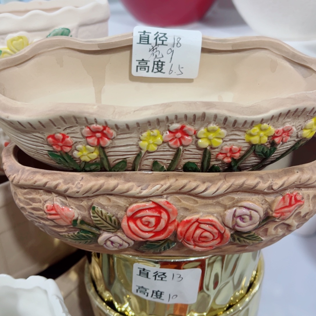 有孔，陶瓷花盆满10米包邮发货