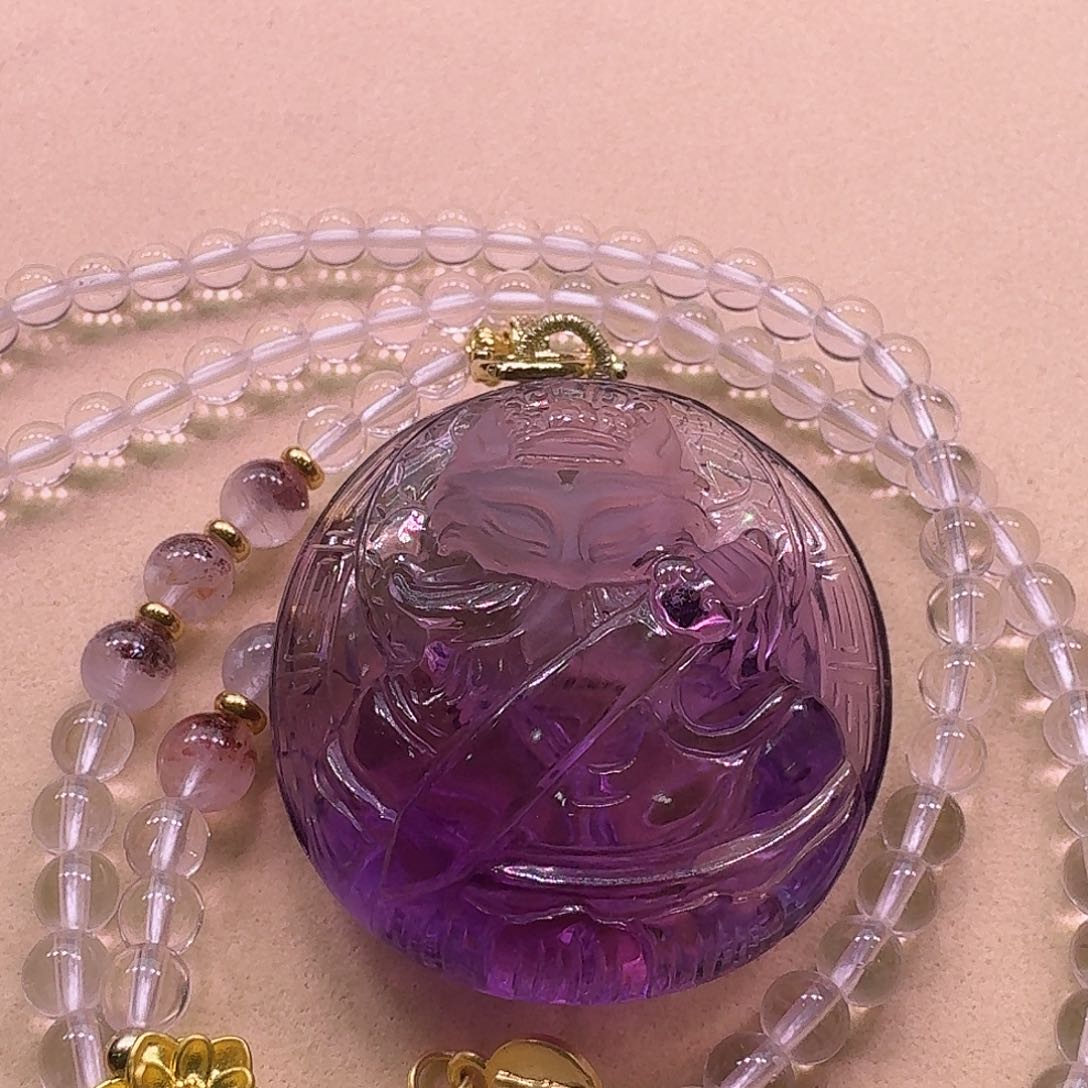 水晶颈饰未镶嵌天然巴西紫水晶狐狐吊坠