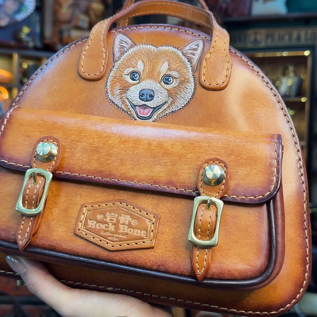 ず****牦牛剖层皮革萌芽柴犬双肩