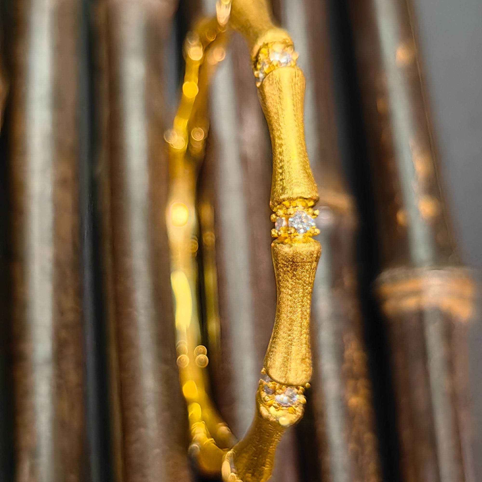 足银莫桑石手镯 精致竹节手镯节节高升布契拉提风闺蜜镯子镀24k