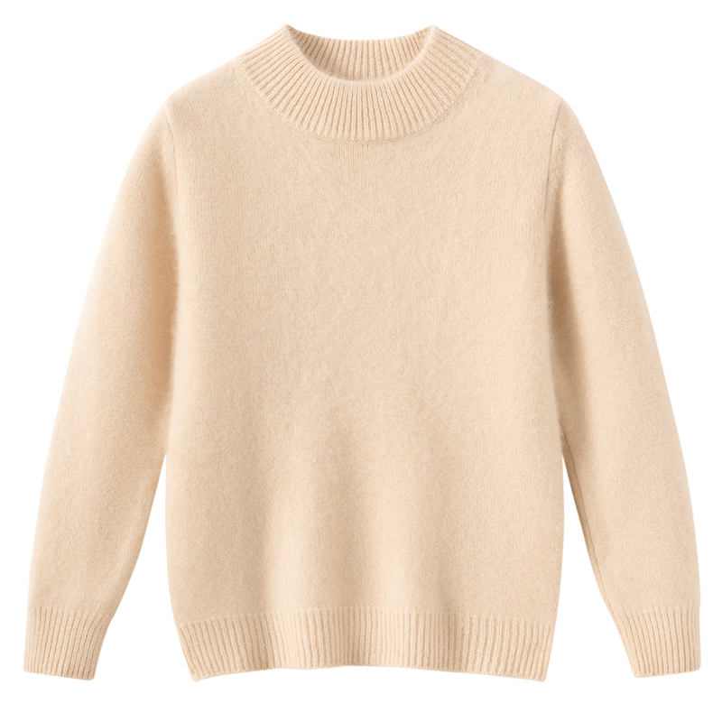 儿童秋冬季新款35%羊绒65%羊毛保暖羊绒衫针织保暖纯色毛衣套头