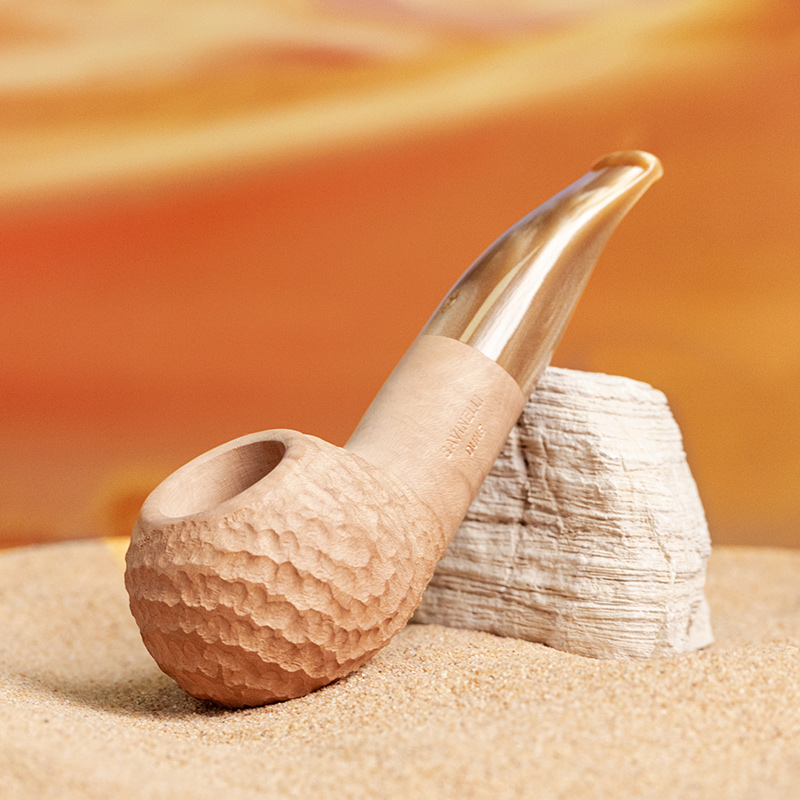 沙芬烟斗沙丘系列原木色无漆石楠木烟斗手工刻花饰面320大号直斗