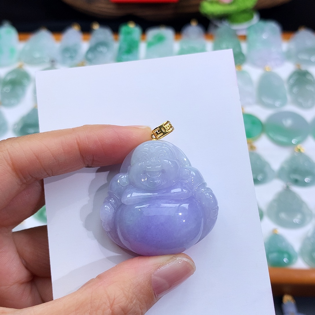 翡翠18K金镶嵌颈饰翡翠吊坠