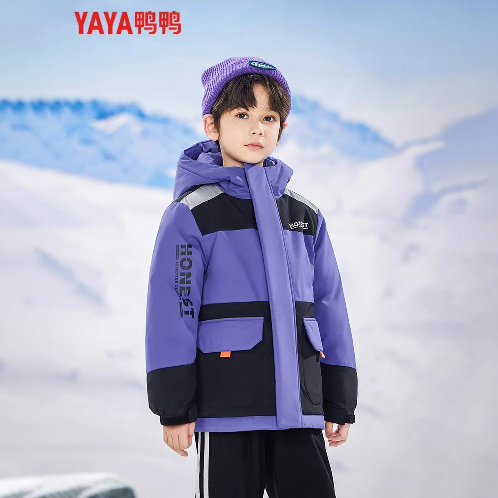 YAYA/鸭鸭儿童羽绒服2025新款中大童装短款户外保暖加厚工装外套