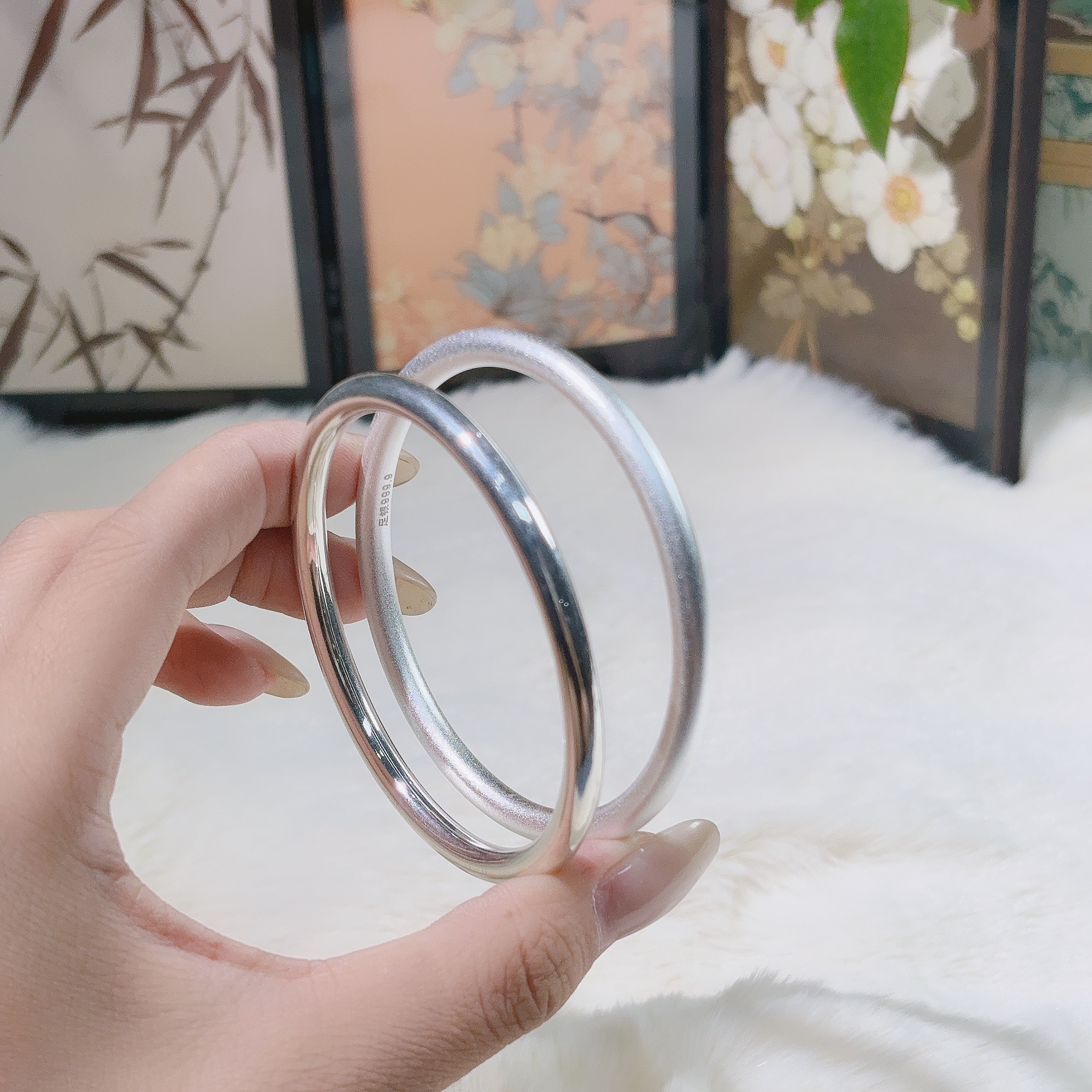 足银手镯 足银手镯 【荃湾银饰】21古法素圈实心经典百搭足银999.9