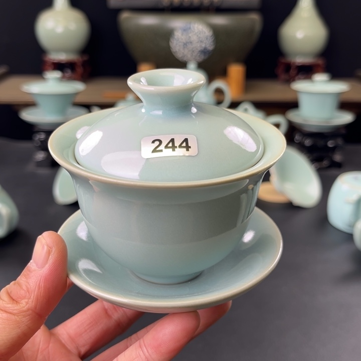 瓷片仿古釉元宝盖碗244号