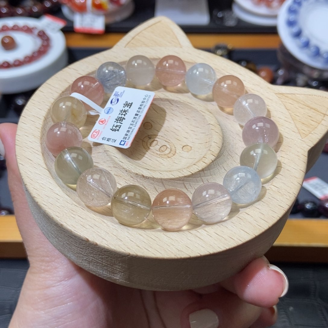 水晶彩兔毛手链11毫米未镶嵌