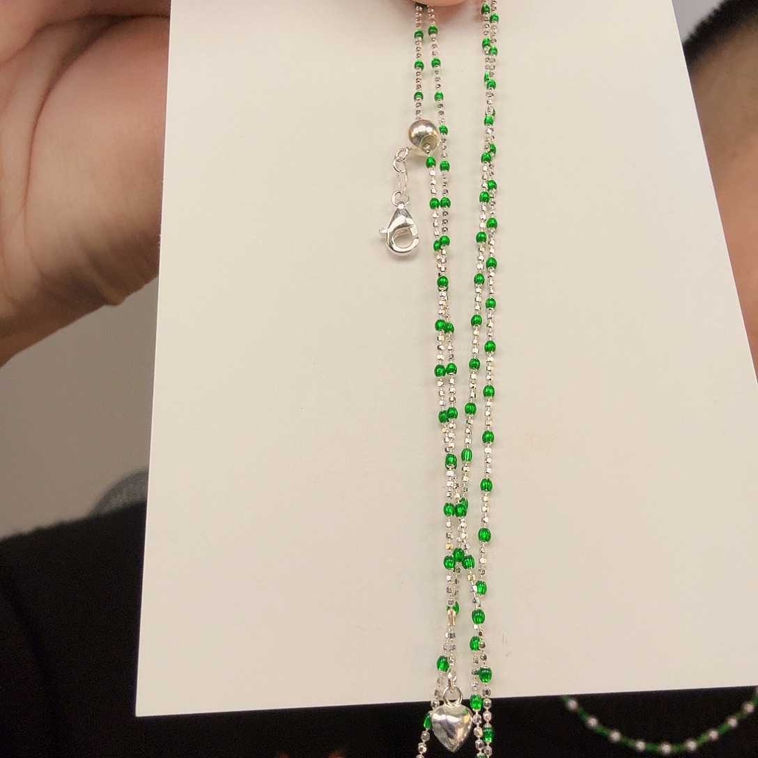 翡翠银S925镶嵌颈饰一件