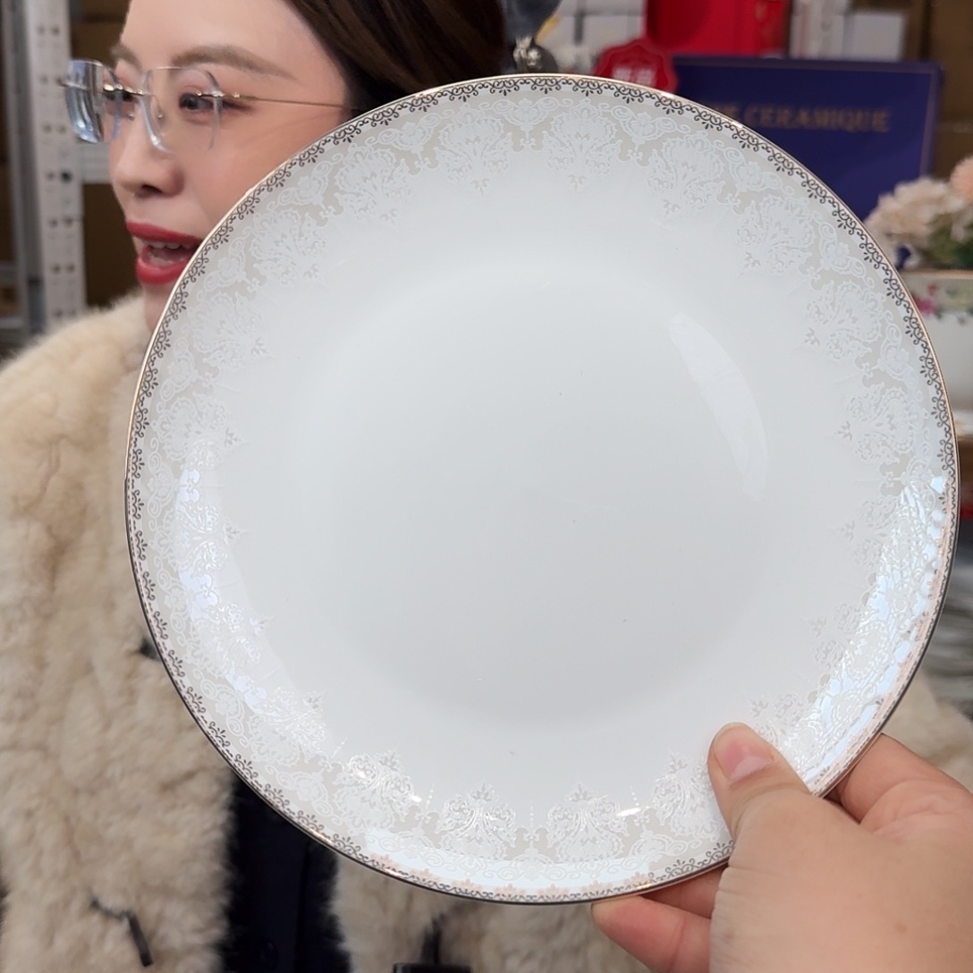 骨瓷高骨瓷8英寸月光盘20cm一个外贸骨瓷all孤品