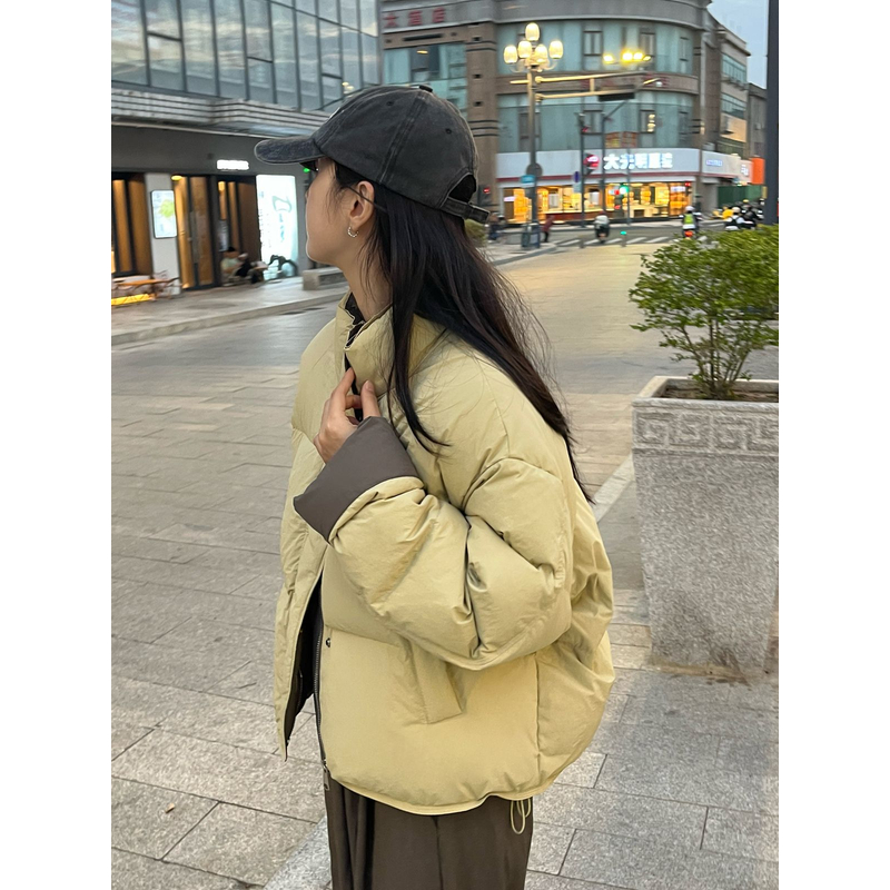 A1001立领女常规短款褶皱纯色棉衣棉服情侣秋冬小个子韩版