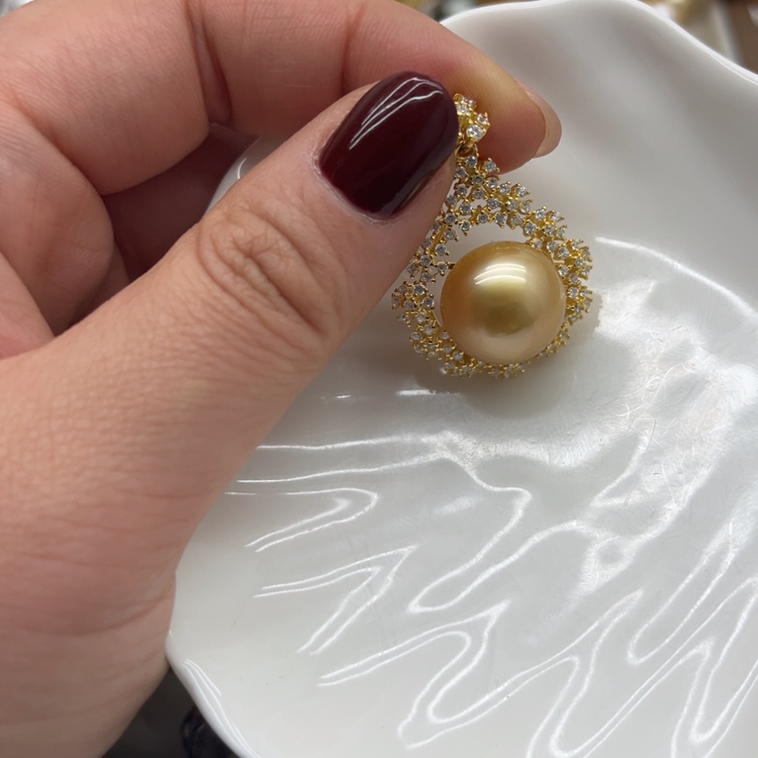 银S925镶嵌吊坠(不含链)海水珍珠