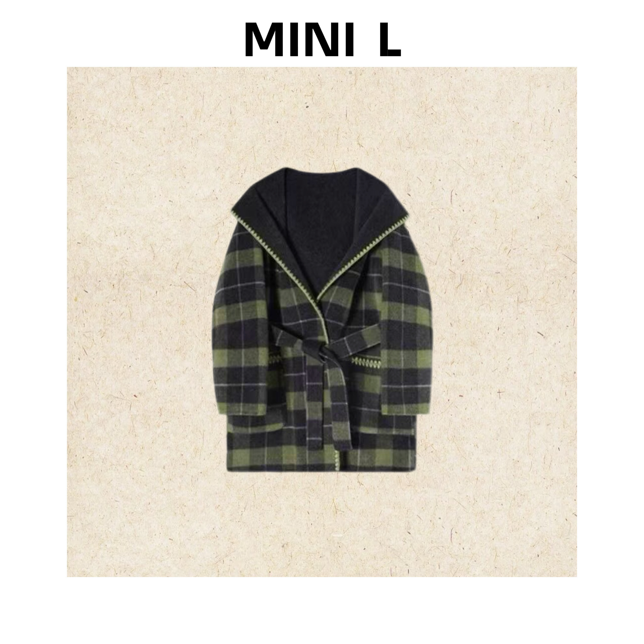 [MINI L]“抹茶拿铁”100羊毛双面两穿连帽气质大翻领大衣