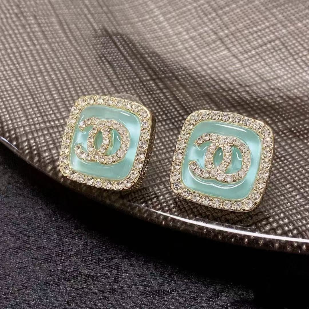 铜合金琉璃耳饰 方块耳钉彩色系轻奢高级设计感小众耳饰