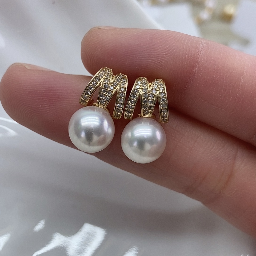 耳饰海水珍珠银S925镶嵌