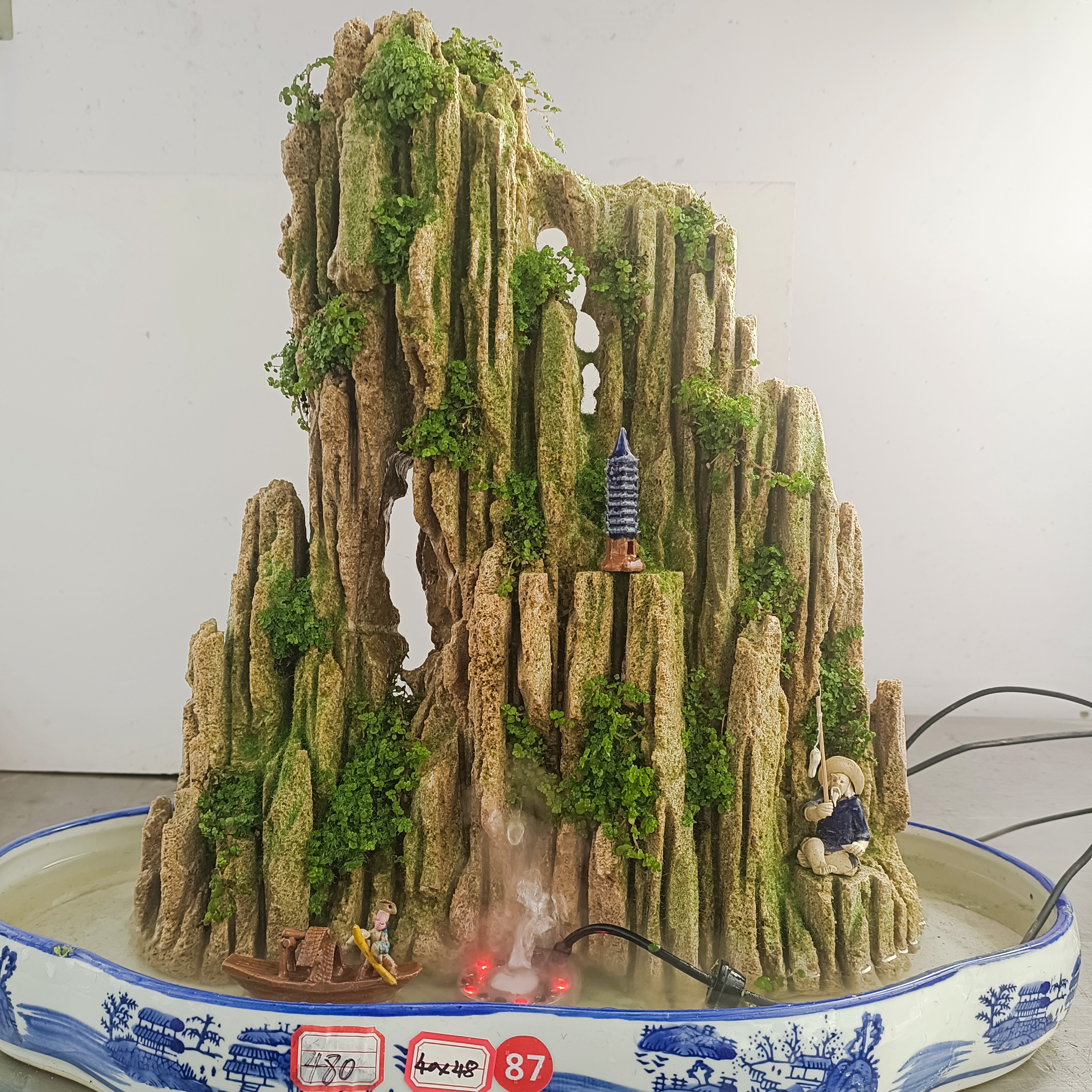 高40盆长48高山流水吸水石绿植盆景