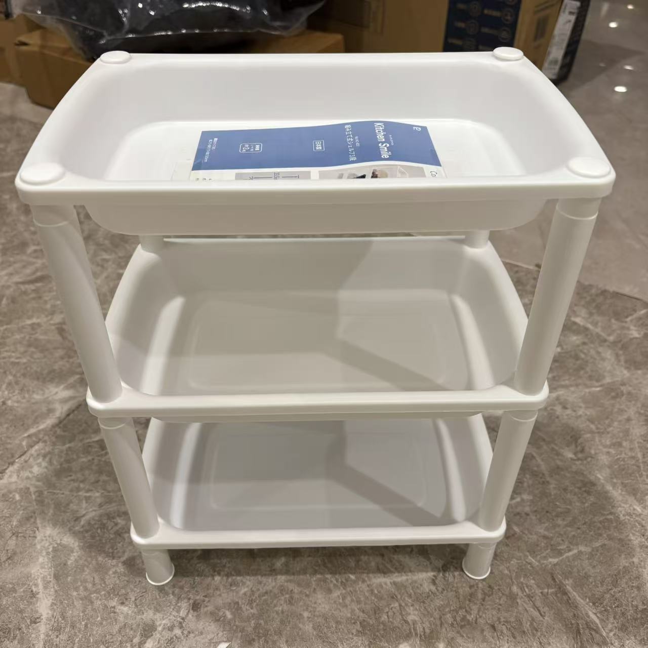 日本制 进口洗漱台置物架3段洗漱用品化妆品收纳架 06222