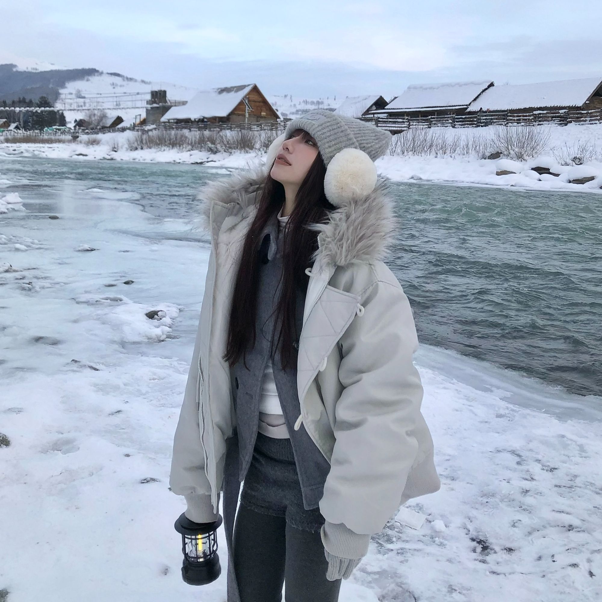 TGNS连帽毛领派克服冬季外套女复古工装棉服加厚保暖座山雕外套男