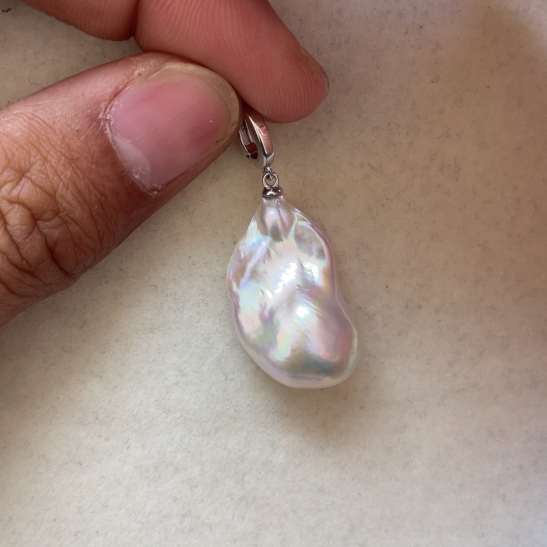 淡水珍珠吊坠(不含链)银S925镶嵌