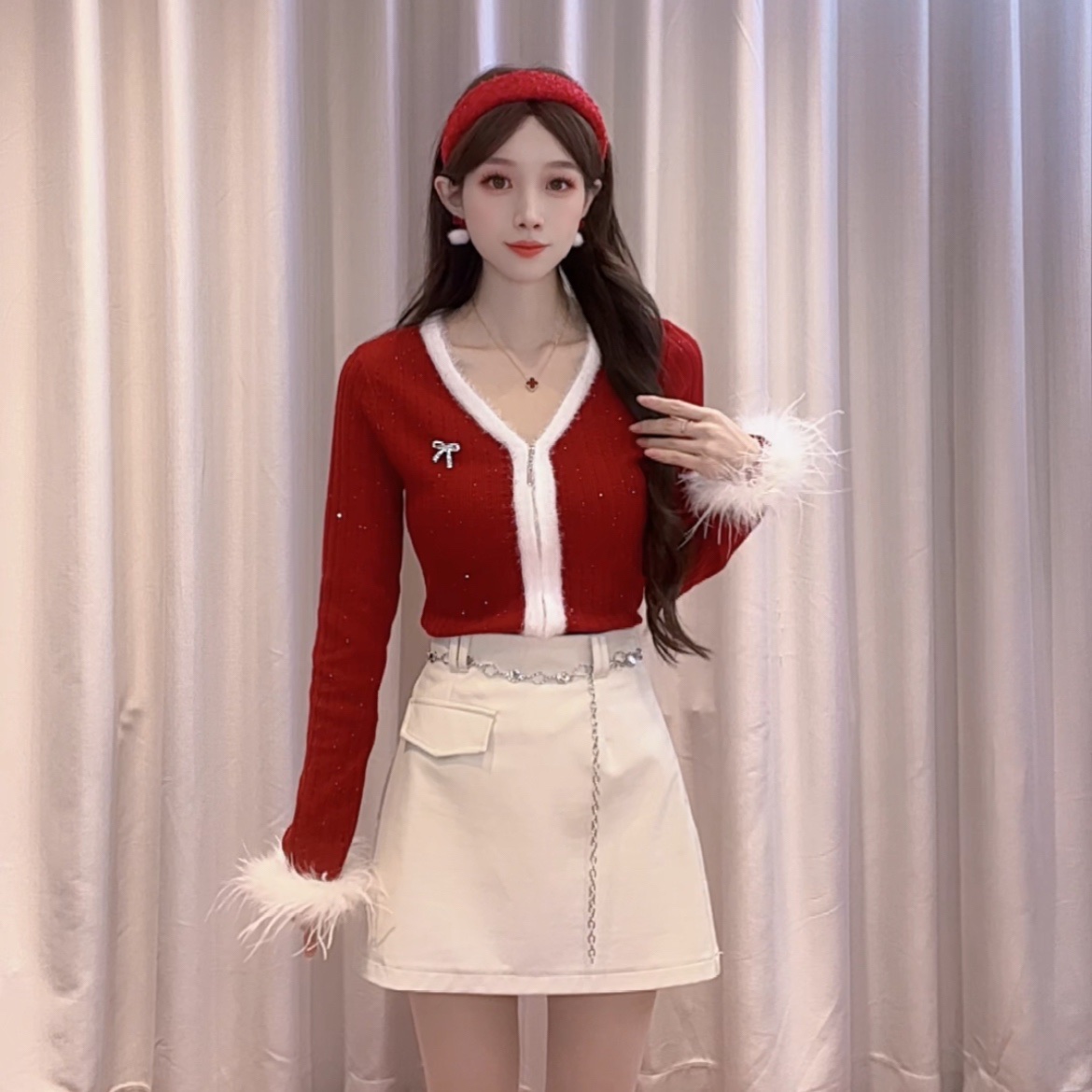 IEF/爱依服2025新款冬季精致高级设计感显瘦时尚小女人毛织上衣