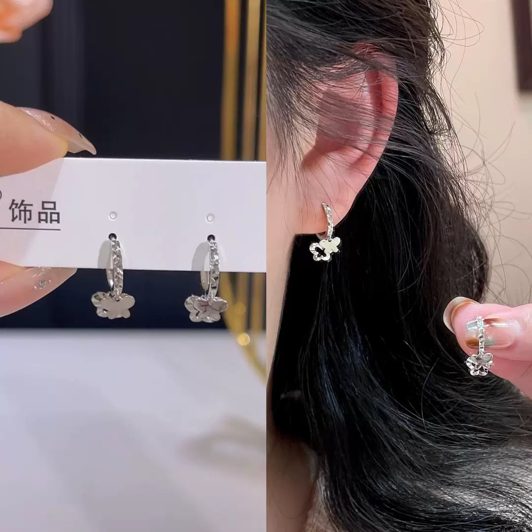 铜合金耳饰 1038 法式轻奢蝴蝶流苏耳扣女小众精致百搭耳环气质