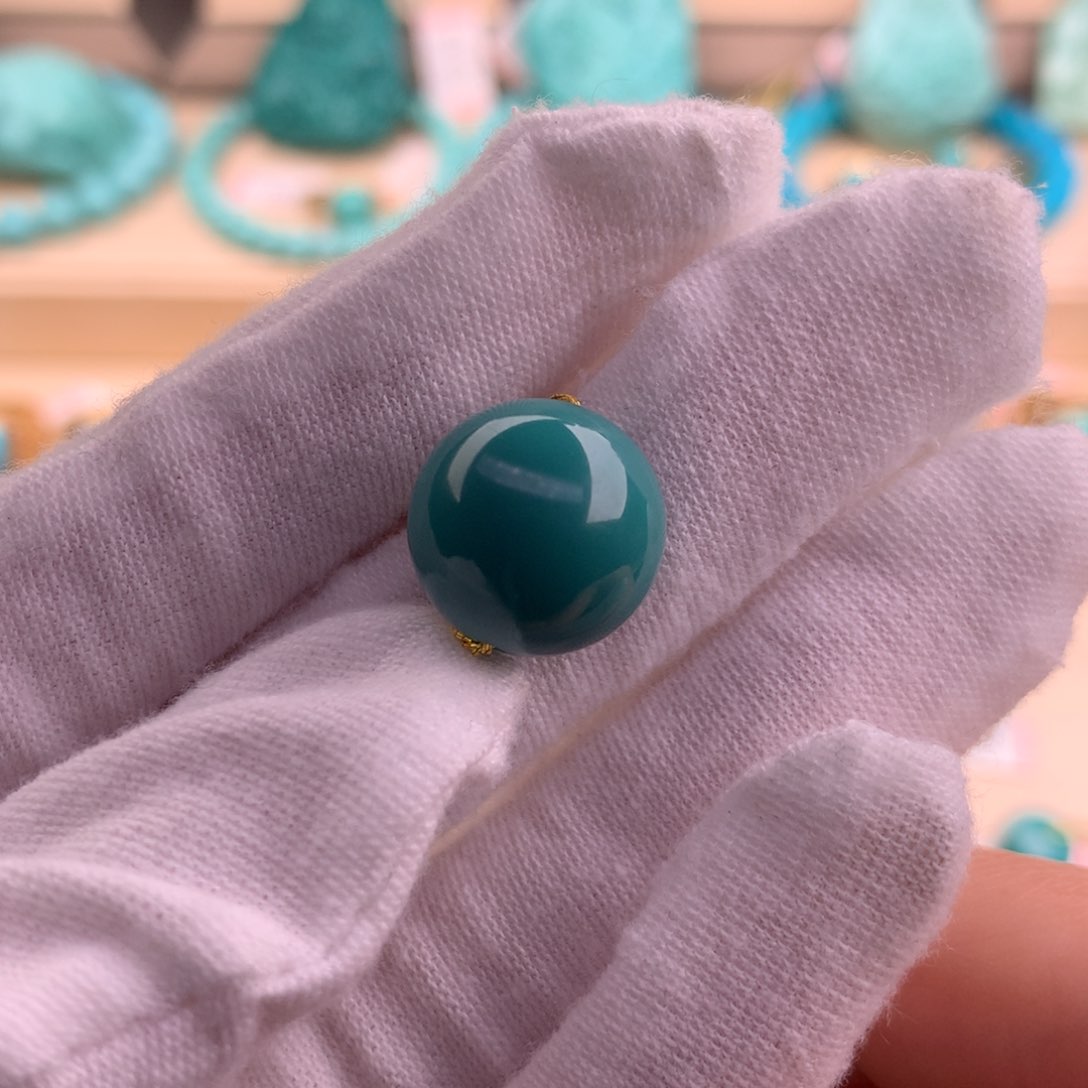 绿松石珠宝奇石未镶嵌14.2mm