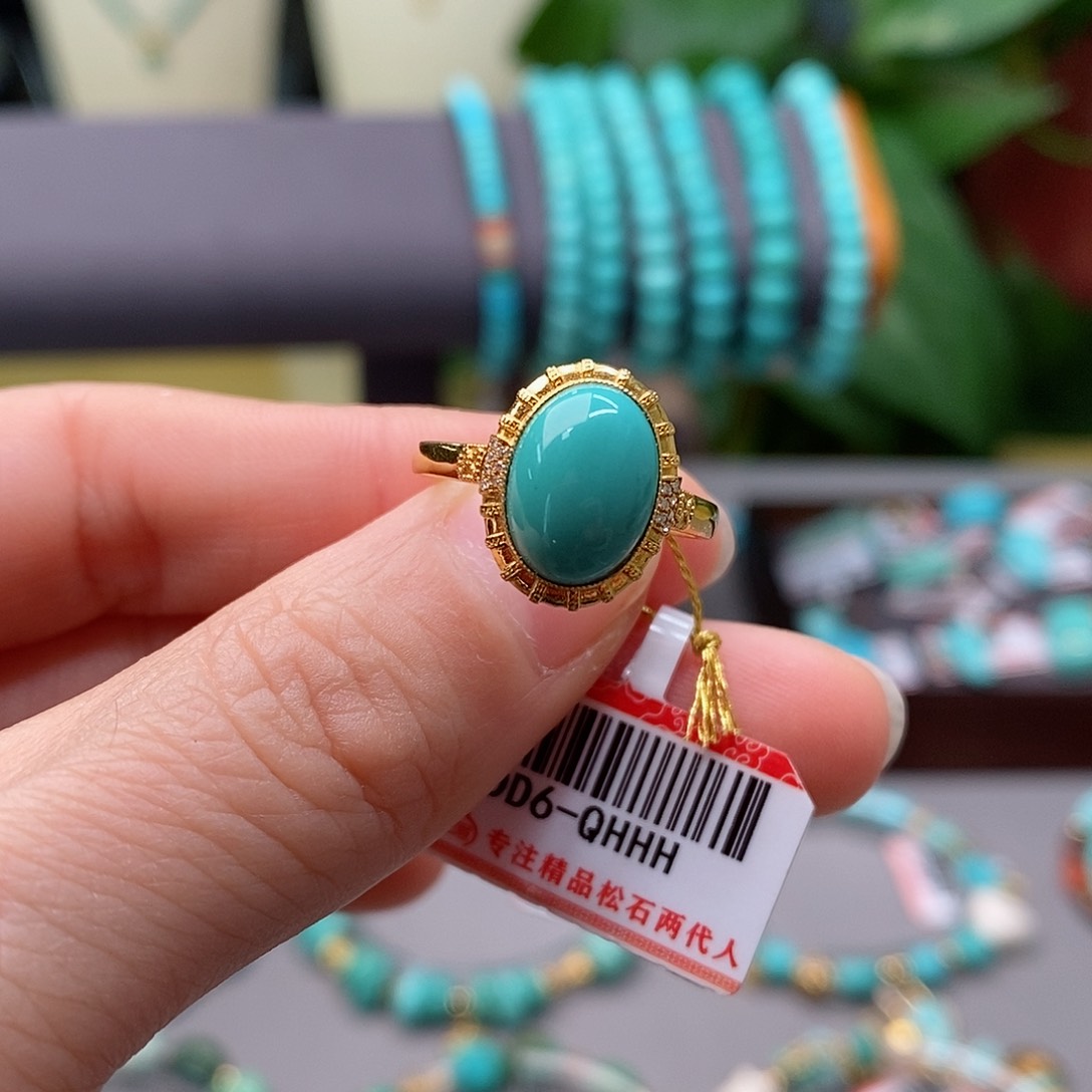 绿松石珠宝奇石18K金镶嵌