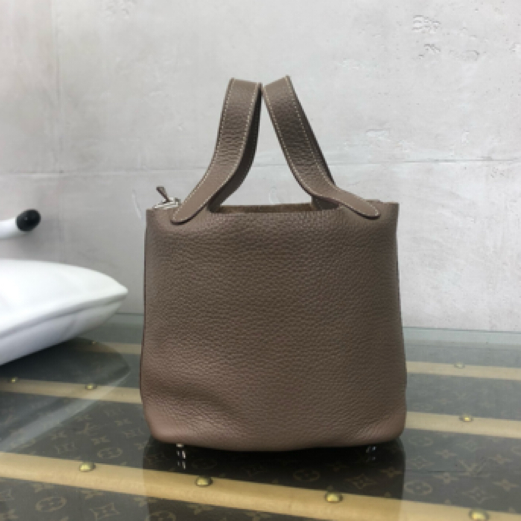 95新 Hermes/爱马仕 菜篮子 18 TC皮 大象灰银扣 框Q刻 配件 锁 