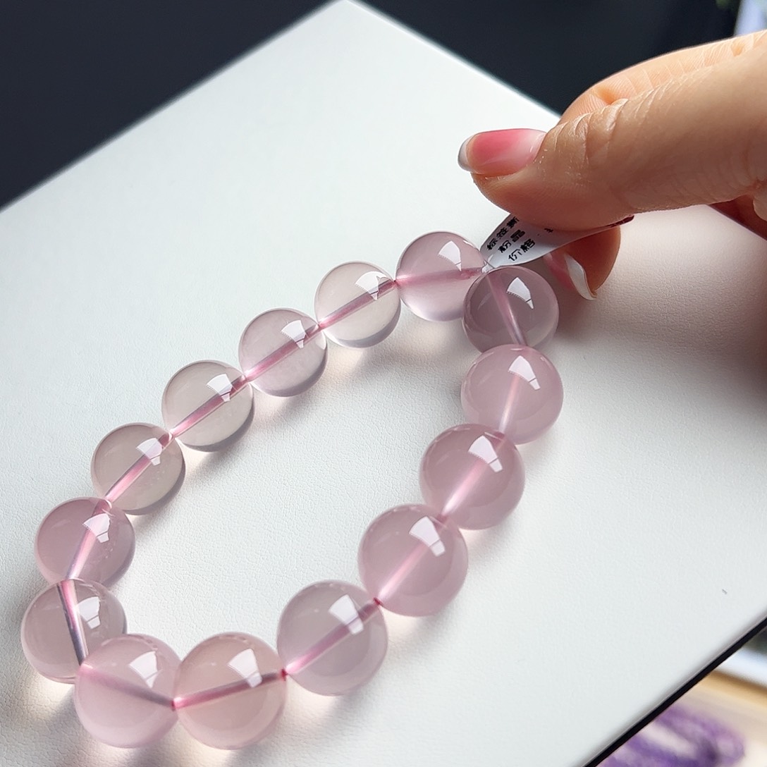 芙蓉石手链未镶嵌粉晶15.5mm73