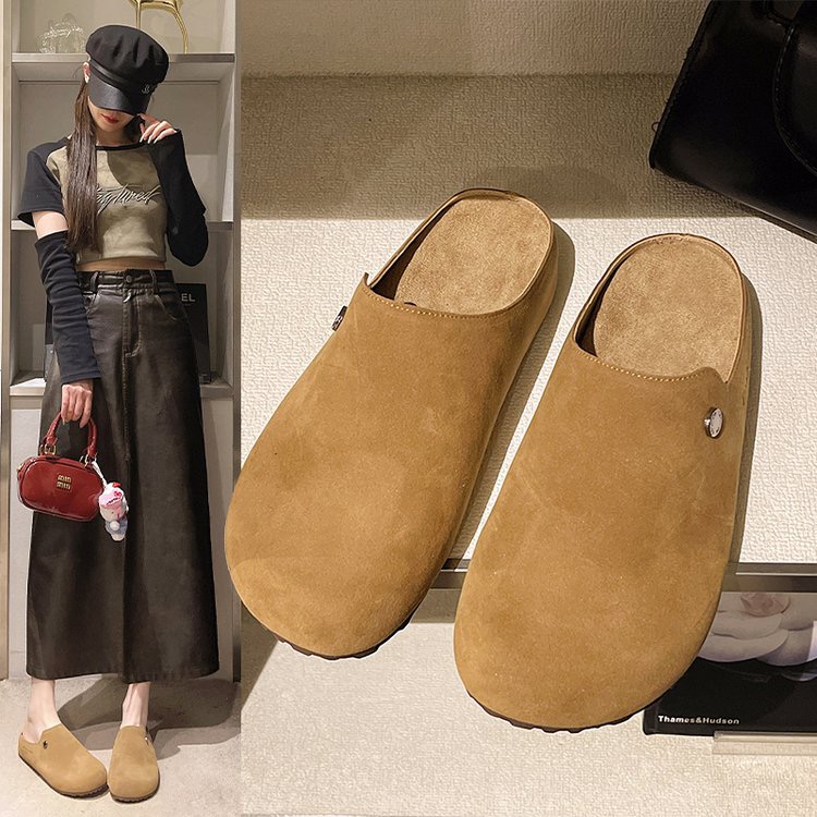 【运费补贴】~小土豆勃肯鞋外穿半拖包头2025春季新款厚底一脚蹬