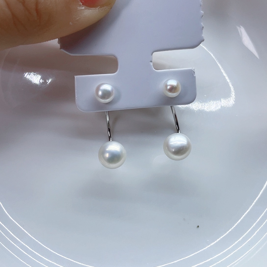 银S925镶嵌耳饰淡水珍珠