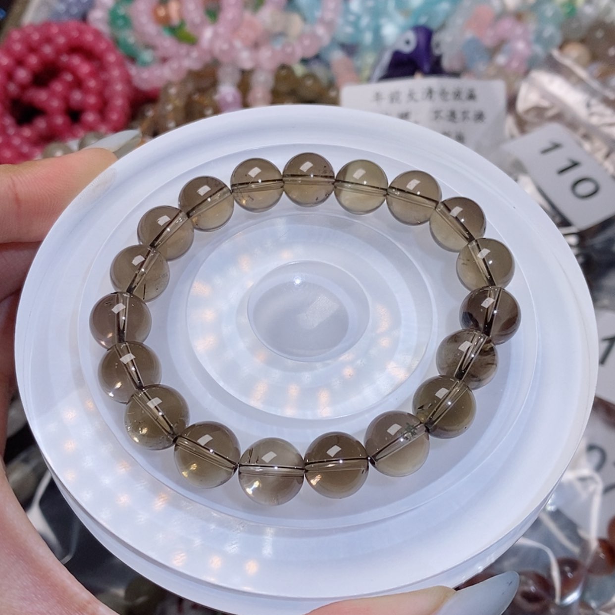 【闪购商品】水晶手链银S925镶嵌茶晶112