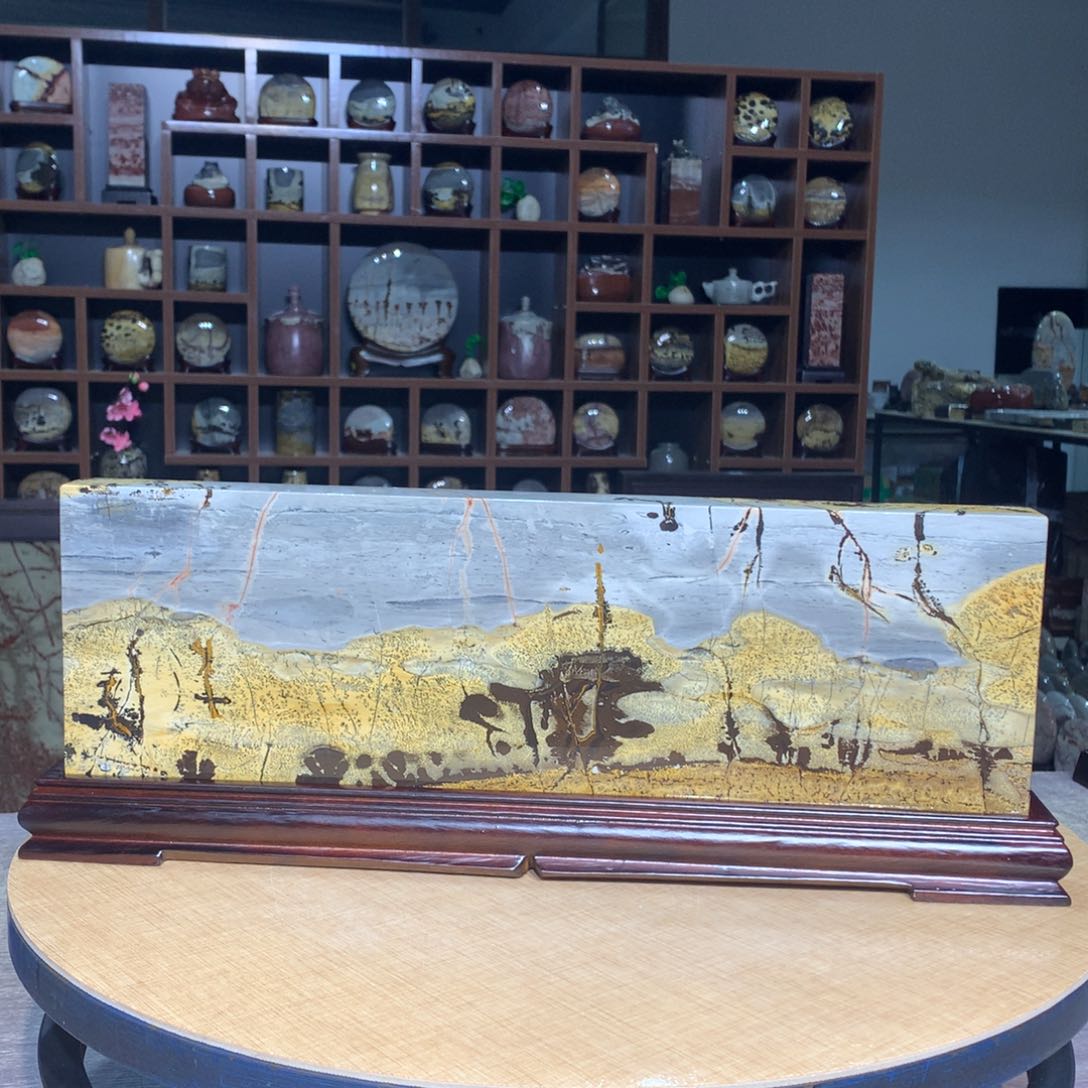 ，广西国画石摆件，收藏观赏