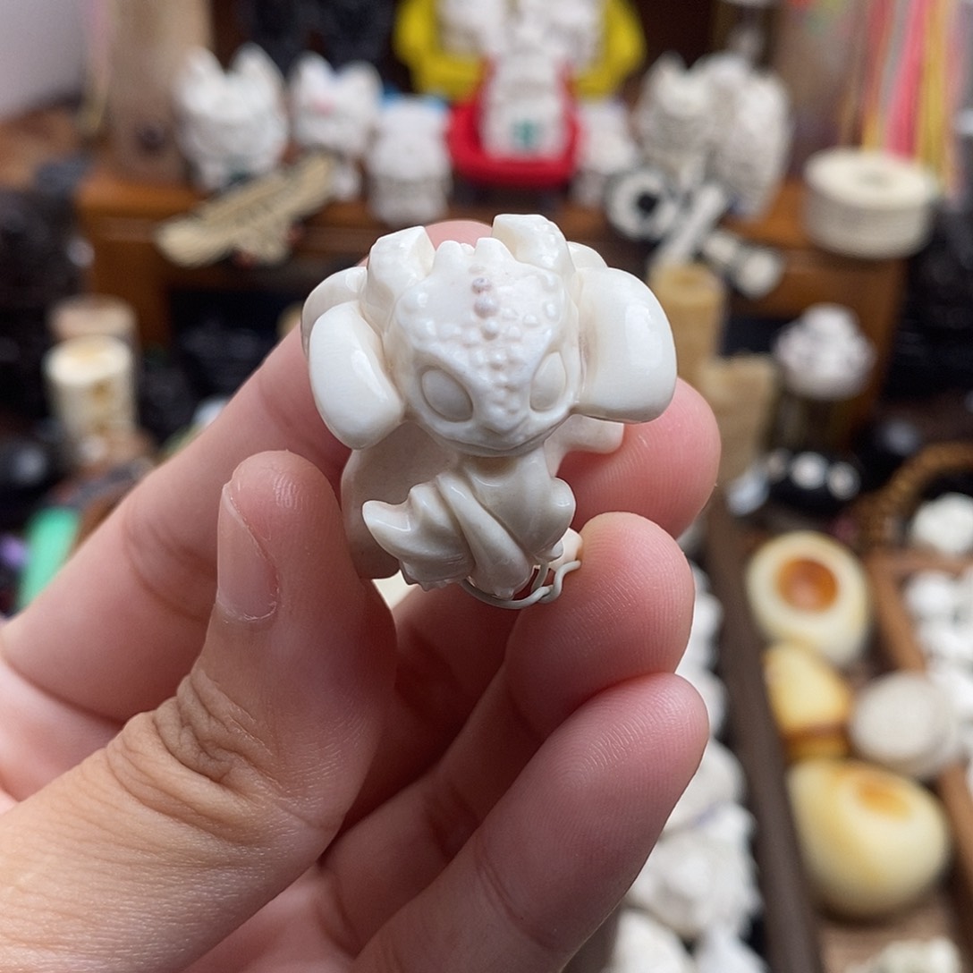 鹿骨把件c13无牙仔跑环