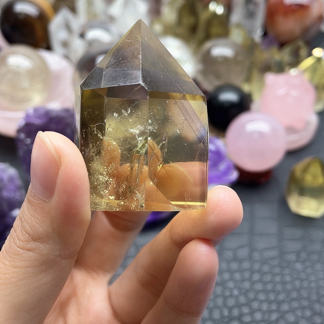 静***雨未镶嵌水晶珠宝半成品39黄水柱