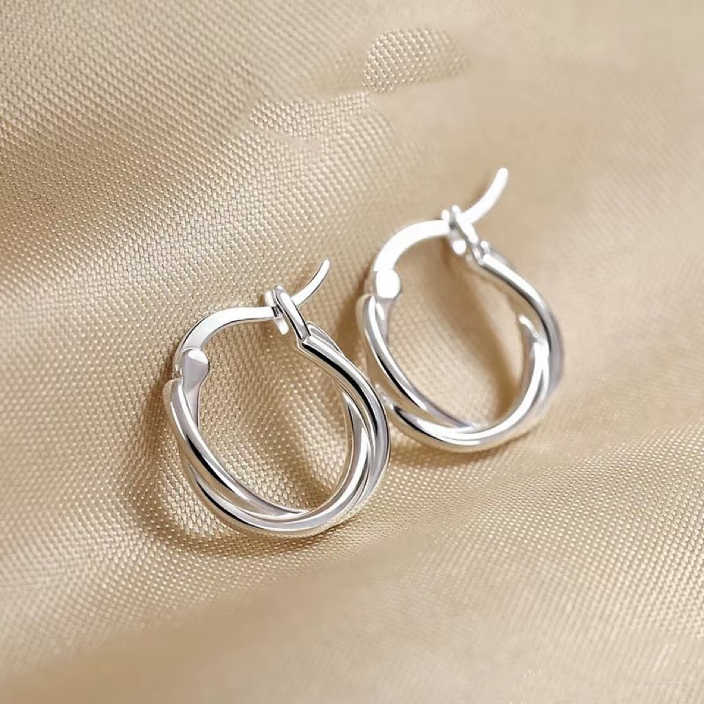 足银耳饰 足银990耳环轻奢耳钉气质女耳圈法式耳饰设计感耳扣百搭