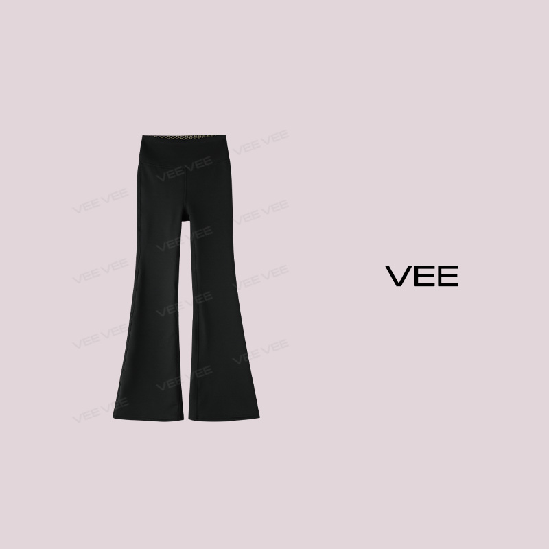 VEE【月光漫步】显瘦黑色高腰高弹微喇鲨鱼裤