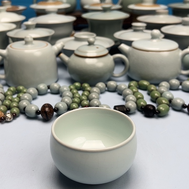 杯微微暇月白釉缸杯原矿原釉原产地