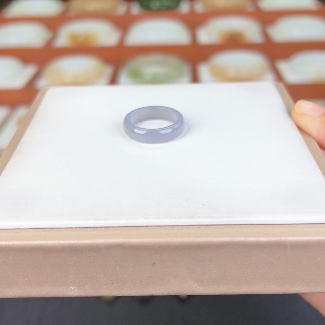 和田玉戒圈未镶嵌和田玉烟紫戒圈