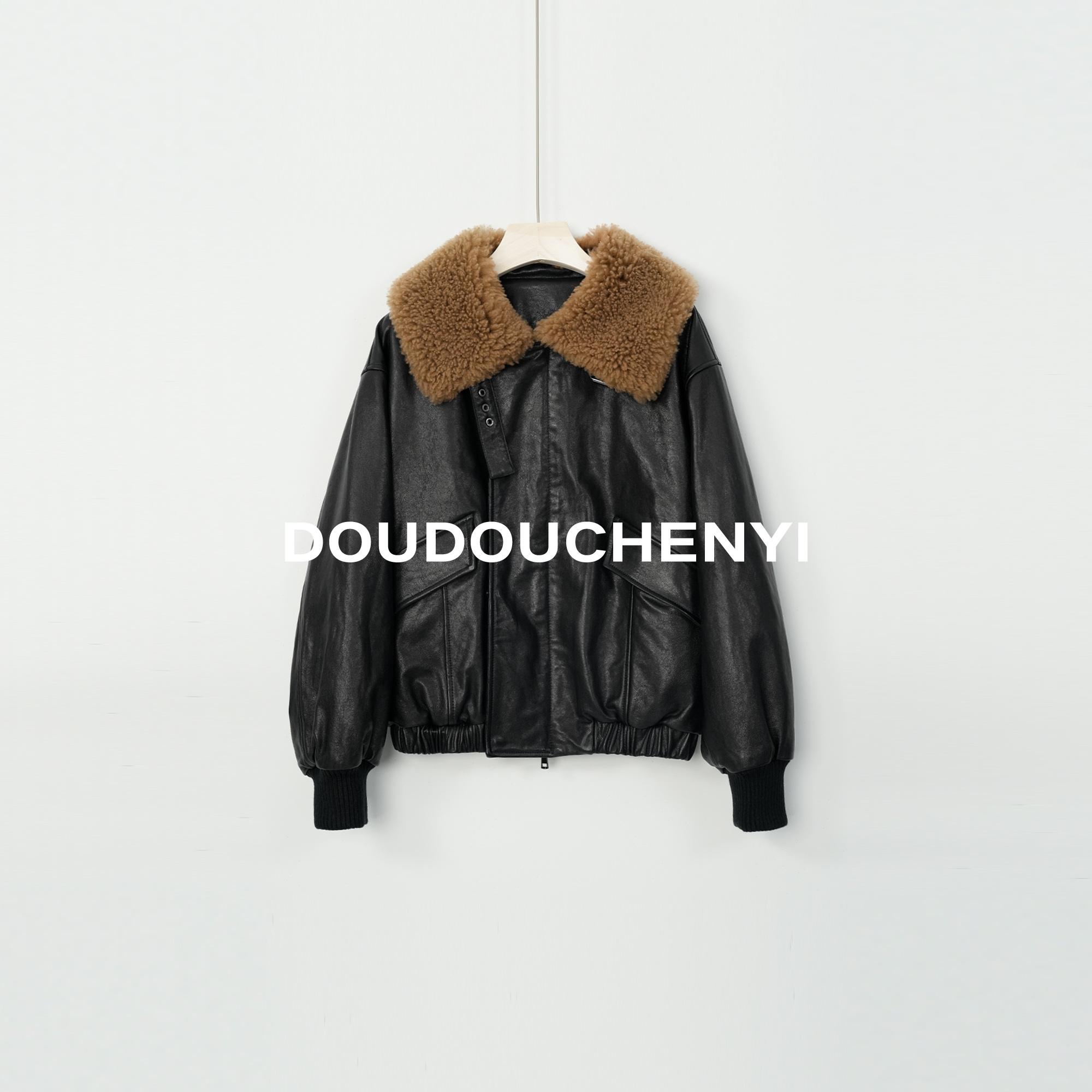 【DOUDOUCHENYI】2-“翱翔”90白鹅绒填充物100绵羊皮飞行夹克-6612