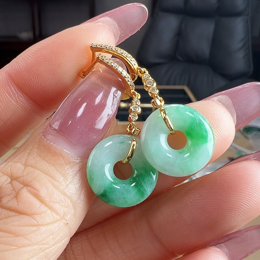 翡翠银S925镶嵌耳饰耳饰